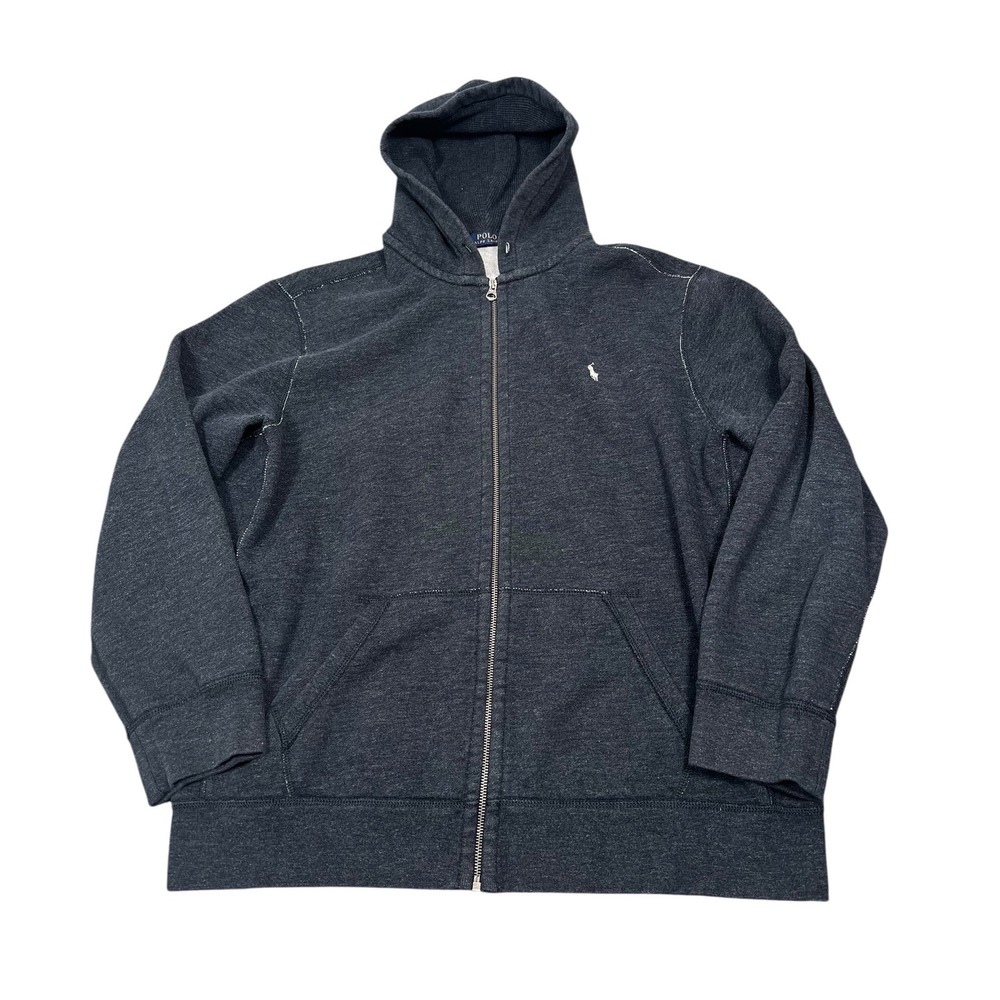 Polo Ralph Lauren Full Zip Hoodie Mens XXL Charcoal Gray Pony Logo Fleece Lined